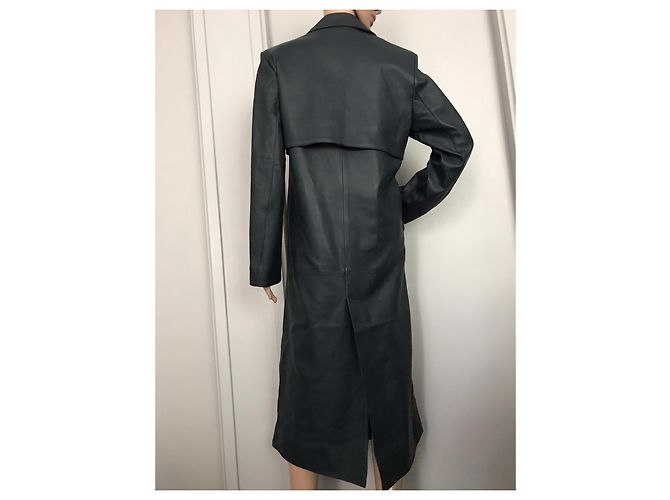 Autre Marque Abrigo de cuero azul marino - vista 11
