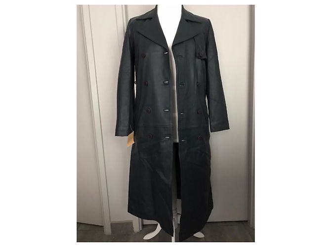 Autre Marque Abrigo de cuero azul marino - vista 7