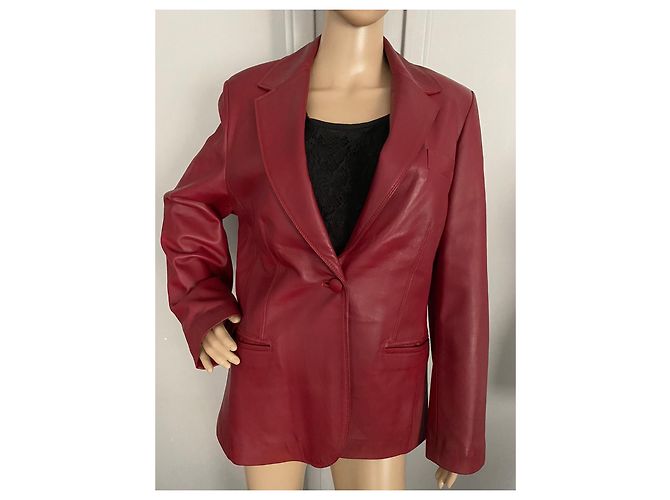 Autre Marque Rote Lederjacke 1 Taste - Ansicht 12