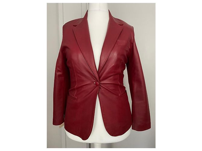 Autre Marque Rote Lederjacke 1 Taste - Ansicht 6