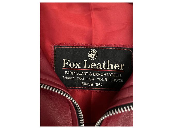 Autre Marque Rote Lederjacke mit ausgestellten Ärmeln - Ansicht 10