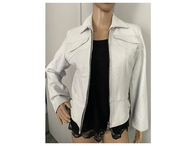 Autre Marque FOX LEATHER Lederjacke aus weißem Lammleder - Ansicht 10