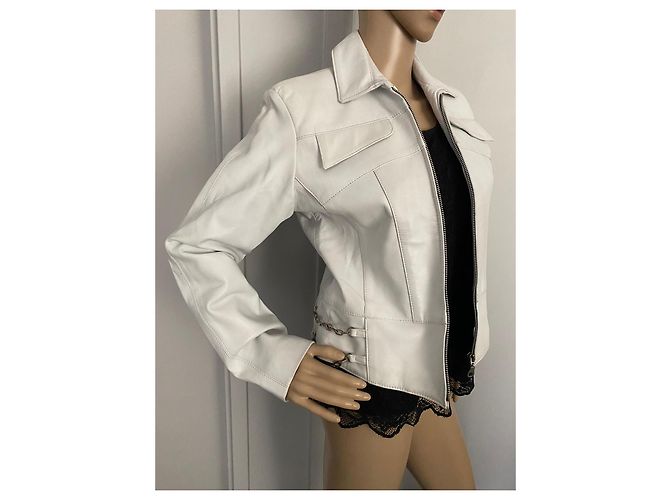 Autre Marque FOX LEATHER Lederjacke aus weißem Lammleder - Ansicht 11