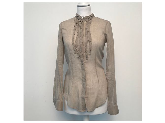 Autre Marque Camicia Guglielminotti ARCHIVIO67 Beige in Seta e Cotone - vista 2