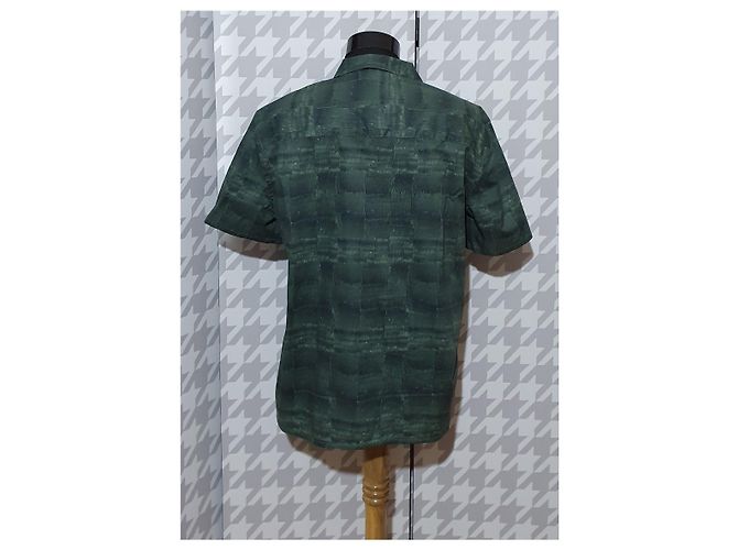 Camicia Won Hundred in cotone verde a maniche corte L - vista 3