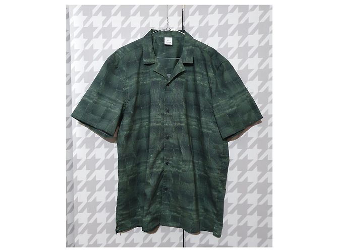 Camicia Won Hundred in cotone verde a maniche corte L - vista 4