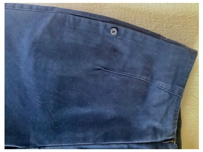 Pantalones rectos de algodón azul marino Hermès - vista 4