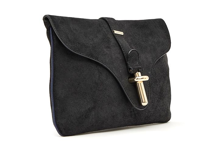 Pochette Balenciaga in camoscio nero - vista 2