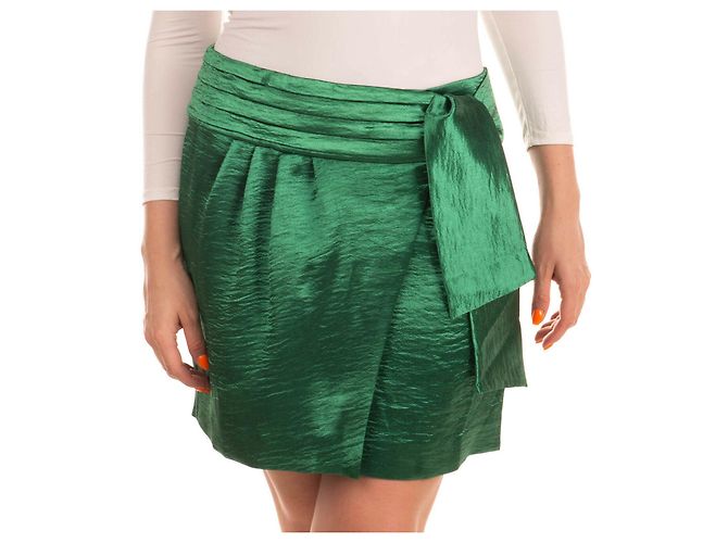 Minifalda cruzada de satén verde Ba&Sh - vista 4