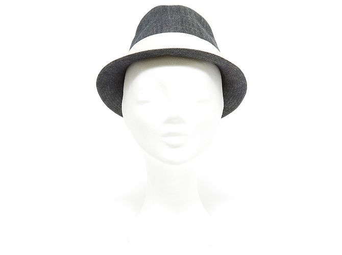 Cappello Trilby Hermès in denim blu - vista 3