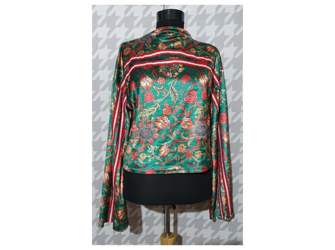 Autre Marque Jaded London grüner Blumenpullover mit Stehkragen Mehrfarben - Ansicht 3