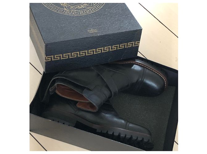 Gianni Versace Leder Boots Schwarz - Ansicht 12
