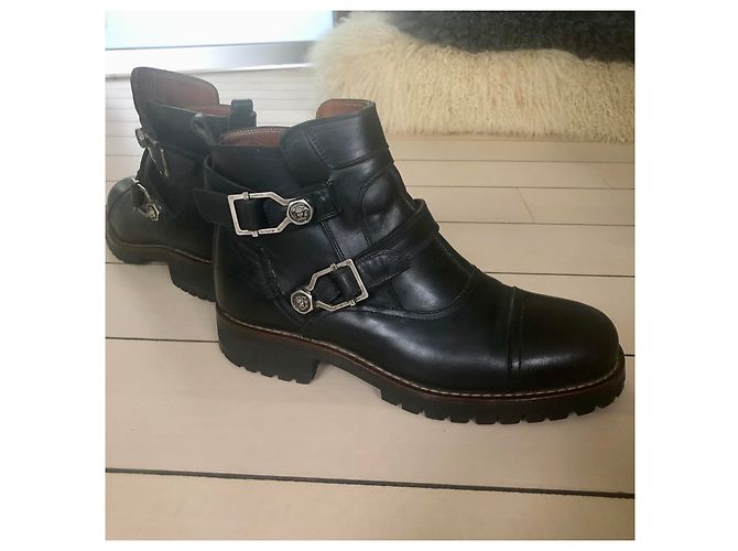 Gianni Versace Leder Boots Schwarz - Ansicht 2