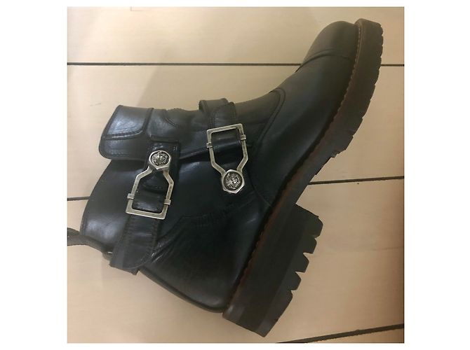 Gianni Versace Leder Boots Schwarz - Ansicht 3