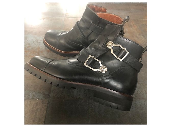 Gianni Versace Leder Boots Schwarz - Ansicht 4