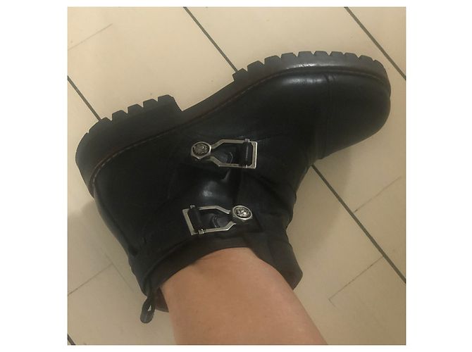 Gianni Versace Leder Boots Schwarz - Ansicht 9