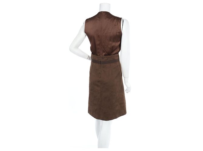 Vestido Vanessa Bruno Marrón de Seda Algodón Viscosa Talla 38 Castaño - vista 2