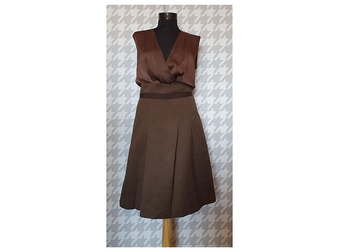 Vestido Vanessa Bruno Marrón de Seda Algodón Viscosa Talla 38 Castaño - vista 3