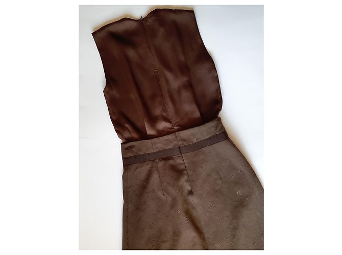 Vestido Vanessa Bruno Marrón de Seda Algodón Viscosa Talla 38 Castaño - vista 5