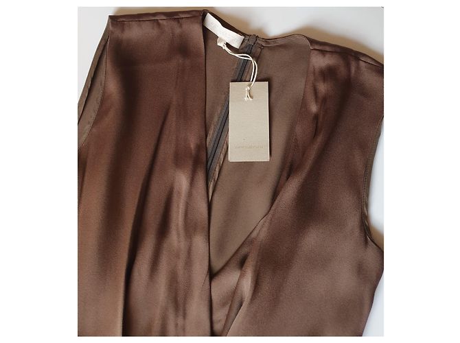 Vestido Vanessa Bruno Marrón de Seda Algodón Viscosa Talla 38 Castaño - vista 6