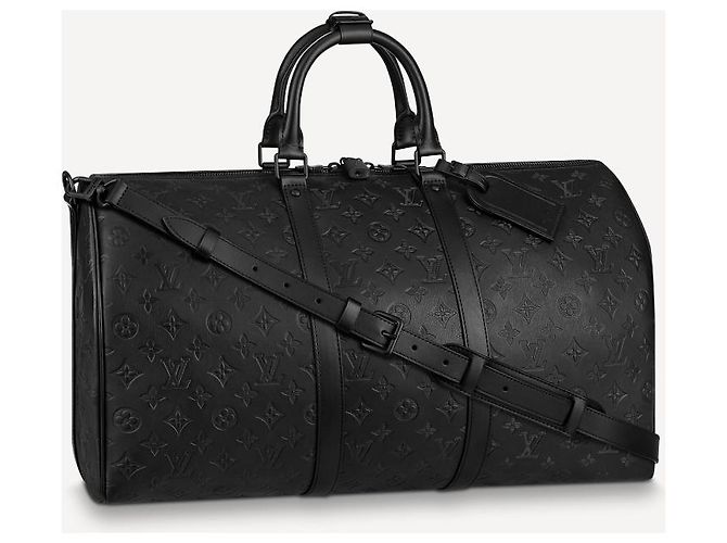 Louis Vuitton LV keepall Monogram Shadow en piel en relieve Negro - vista 5