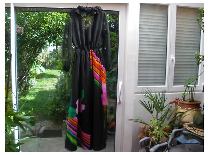 Vintage Kleid aus den 80ern Polyester Größe 38 Mehrfarben - Ansicht 6