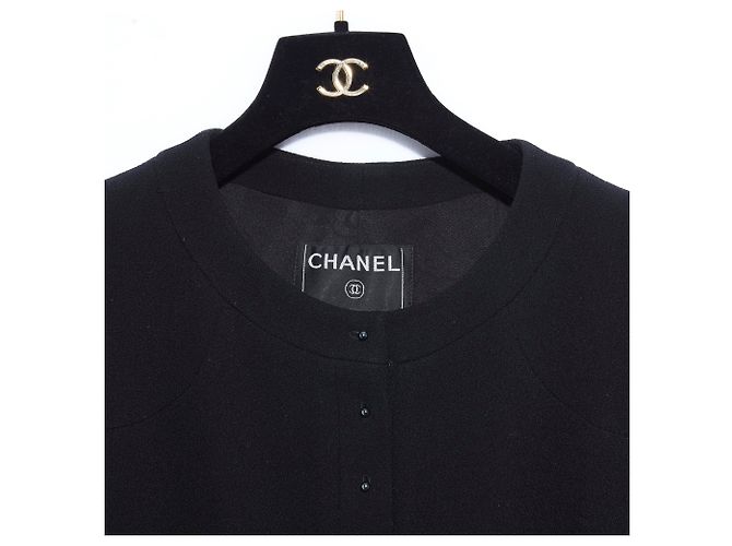 Chanel Black Wool Crepe Jacket Size 38 - view 3