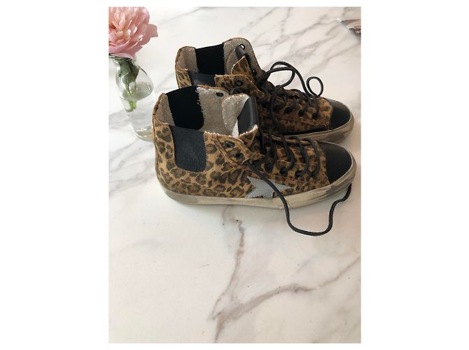 Hi-top Vstar di Golden Goose Nero Stampa leopardo - vista 3