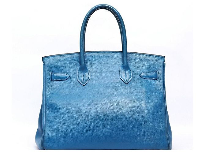 Borsa a mano Hermès Birkin 30 in pelle blu - vista 2