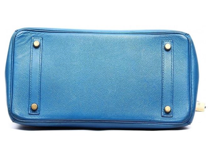 Borsa a mano Hermès Birkin 30 in pelle blu - vista 5