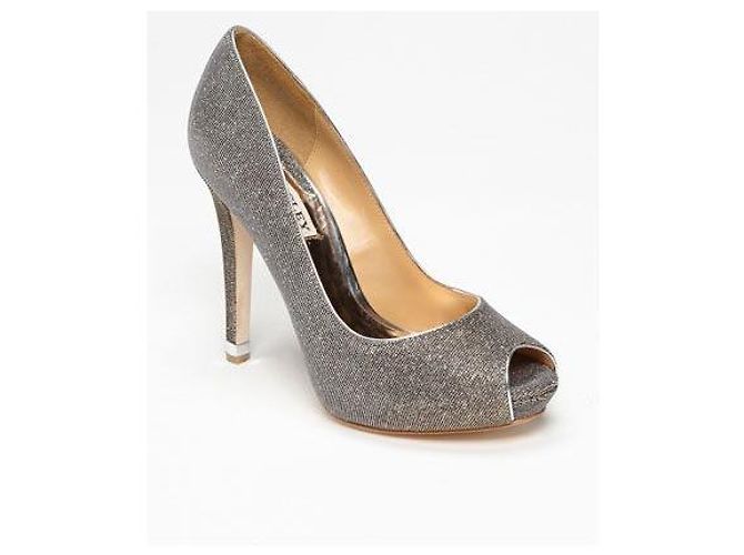 Zapatos Peep Toe Badgley Mischka Gris Iridiscente - vista 2