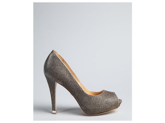 Zapatos Peep Toe Badgley Mischka Gris Iridiscente - vista 3