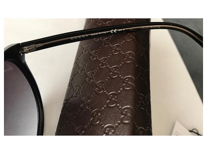 Gucci Black Oval Oversized Sonnenbrille - Ansicht 3
