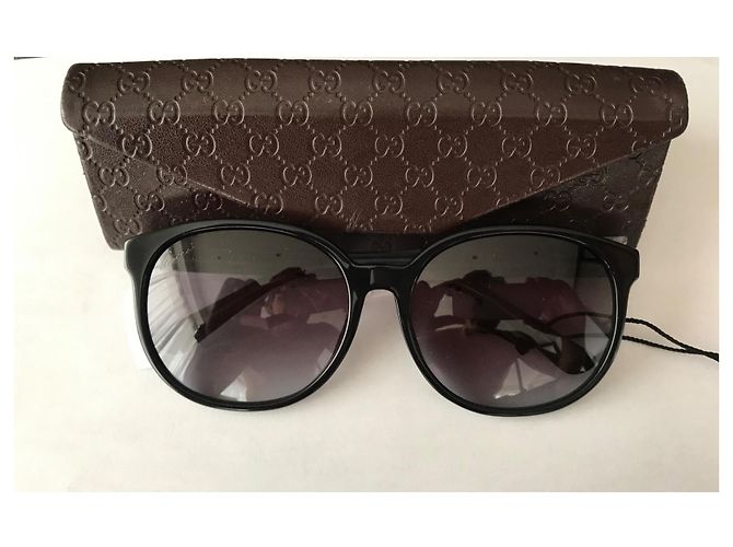 Gucci Black Oval Oversized Sonnenbrille - Ansicht 4