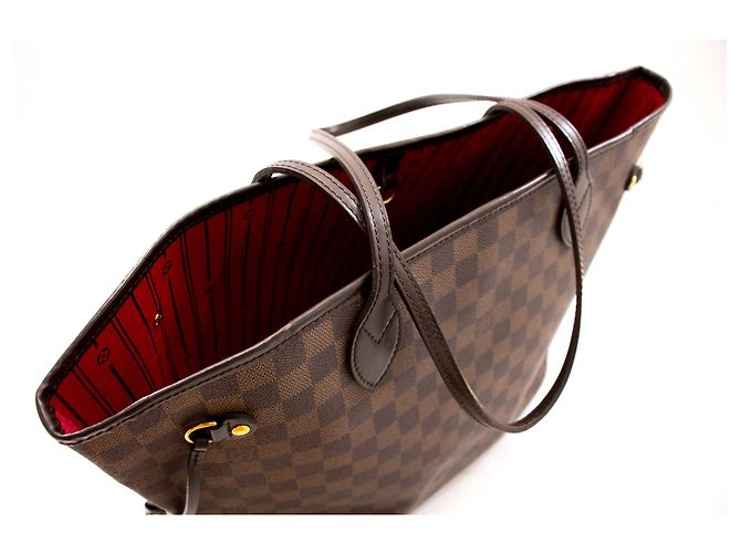 Louis Vuitton Damier Ebene Neverfull MM Umhängetasche Leinwand Braun - Ansicht 11