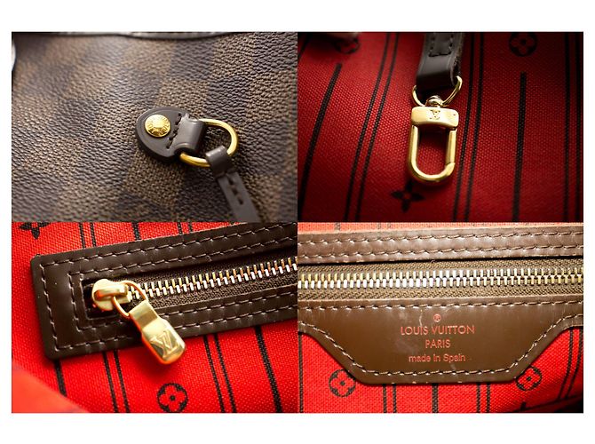 Louis Vuitton Damier Ebene Neverfull MM Umhängetasche Leinwand Braun - Ansicht 8