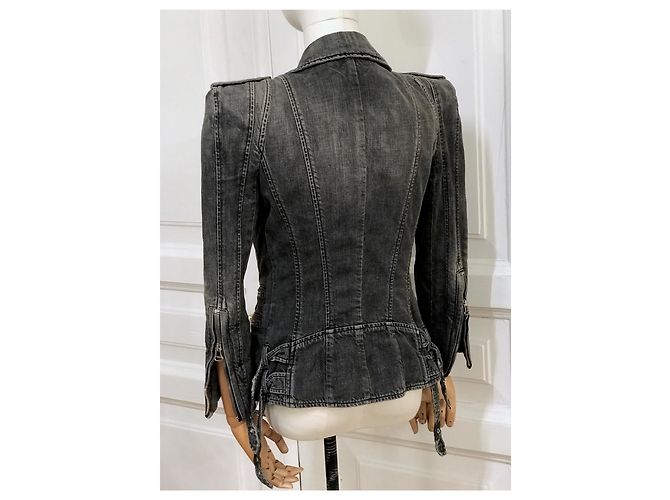 Balmain Jaqueta jeans acolchoada icônica - vista 4