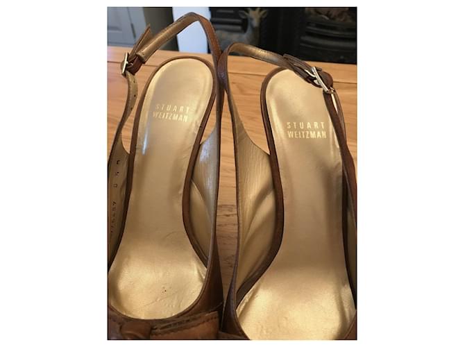 Stuart Weitzman Peeptoe Slingbacks mit Plattform Braun Beige - Ansicht 11