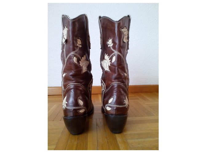 Autre Marque GIANNI BARBATO Leder Camperos - Texan Cowboystiefel Braun - Ansicht 2