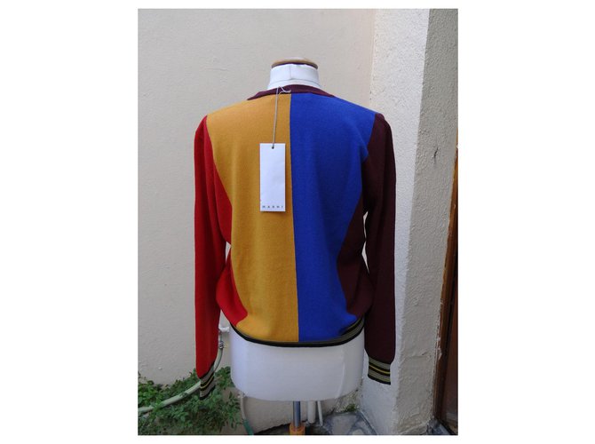 Marni V-Ausschnitt Oversize Pullover aus Kaschmir und Wolle Mehrfarben - Ansicht 5