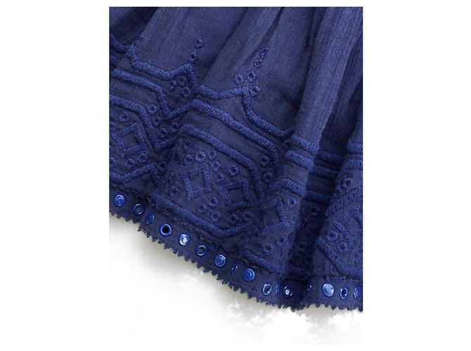Top Isabel Marant in cotone blu con occhielli in metallo - vista 3