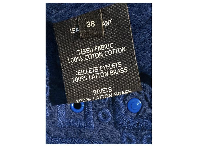 Top Isabel Marant in cotone blu con occhielli in metallo - vista 4