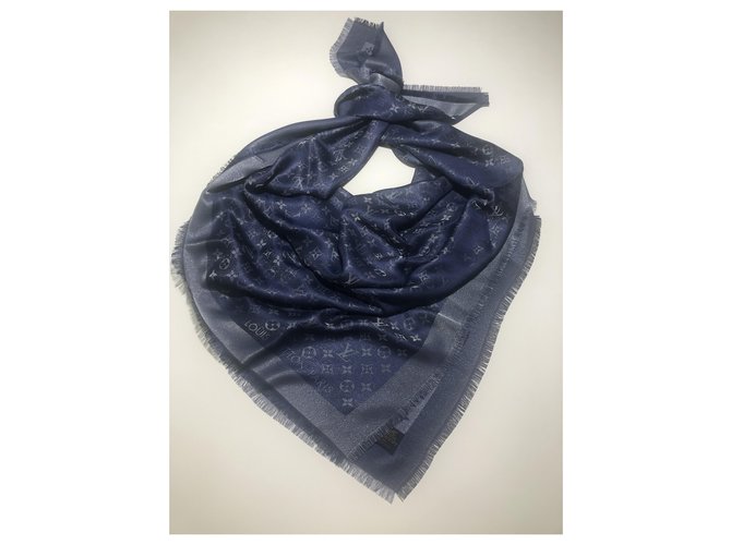 Scialle Louis Vuitton monogram shine Blu - vista 4
