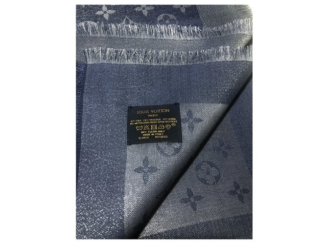 Scialle Louis Vuitton monogram shine Blu - vista 5