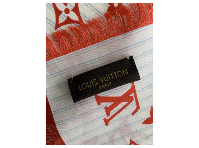 Louis Vuitton Bufandas de seda Roja - vista 4