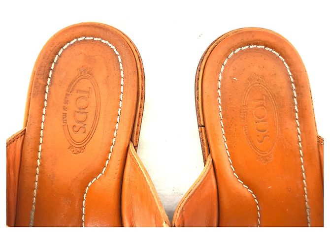Tod's Leder Flip-Flops Camel Karamell - Ansicht 2