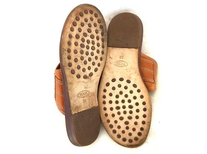 Tod's Leder Flip-Flops Camel Karamell - Ansicht 3