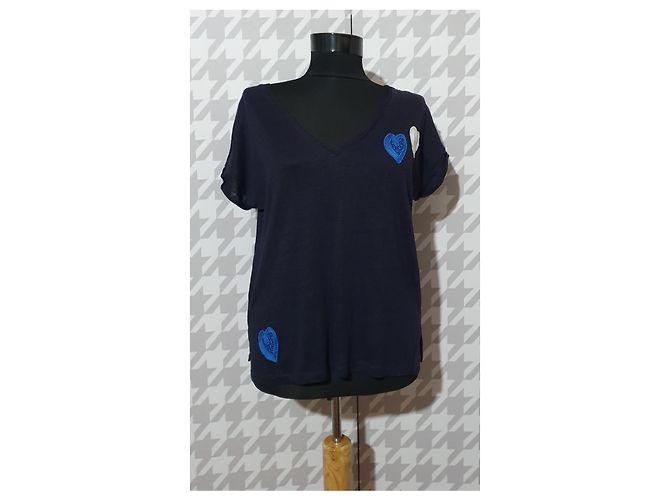 Top in lino Sandro Blu Multicolore - vista 3