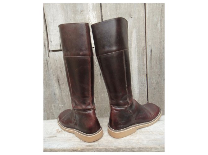 Bottes Vintage DE VIRGILE 1982 - Marron Foncé Cuir - Taille 38 (US 6.5) - Occasion Années 80
