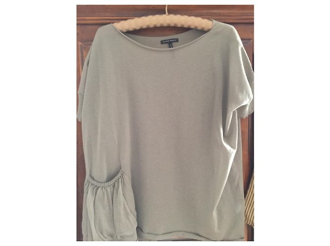 Autre Marque Camiseta Wave Sarah Pacini de algodón caqui - vista 4